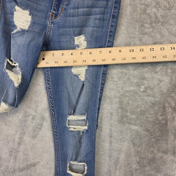 Hollister Jeans Womens 3R Blue High Rise Jean Legging Distressed W26 L28 Stretch - Picture 7 of 11